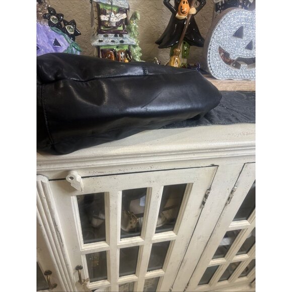 Vintage DKNY Black Leather Hobo Bag Soft Gold Handbag Y2K Purse Shoulder Bag - Picture 7 of 16